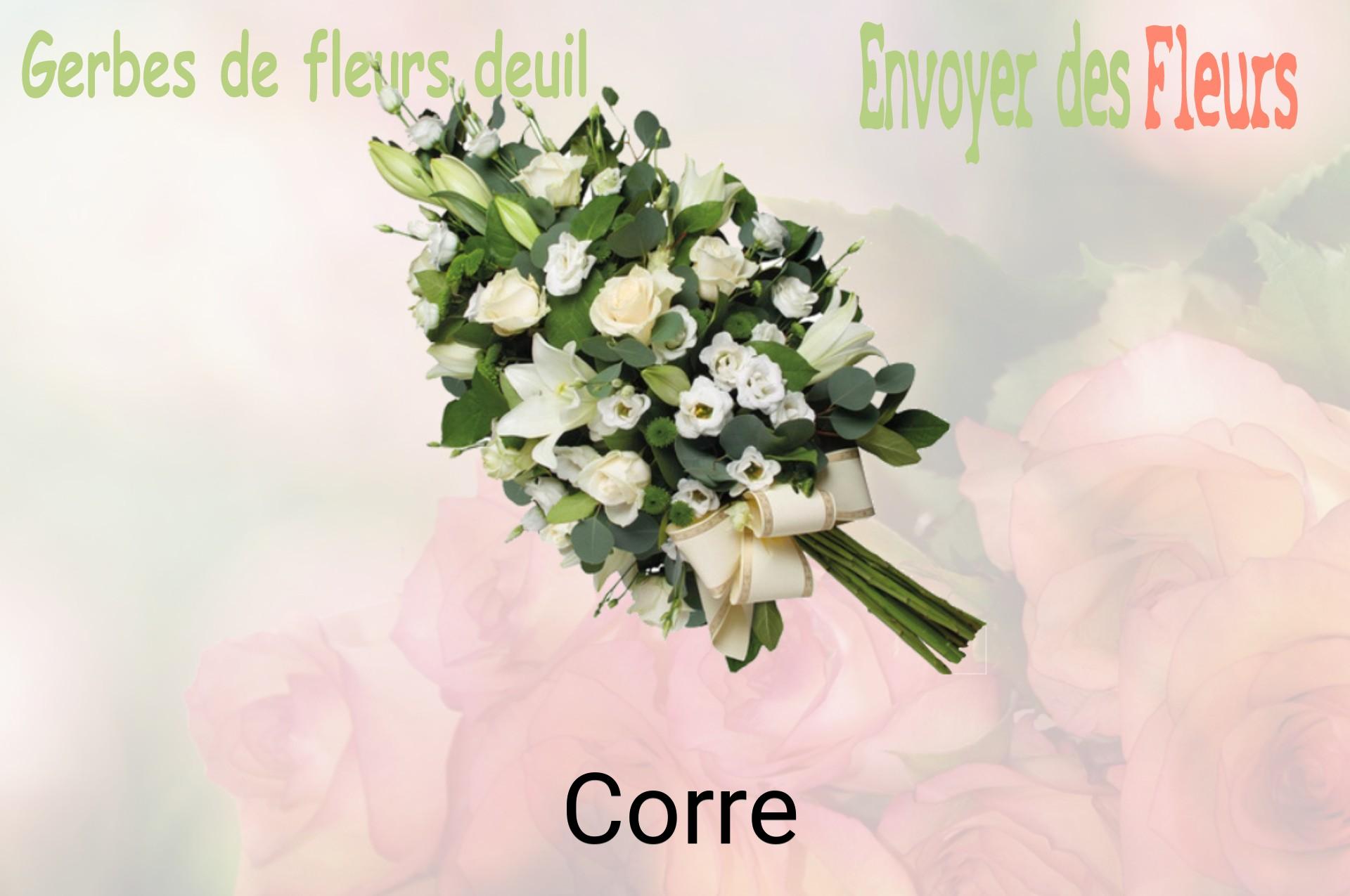 Gerbe de fleurs de deuil livrée à Corre